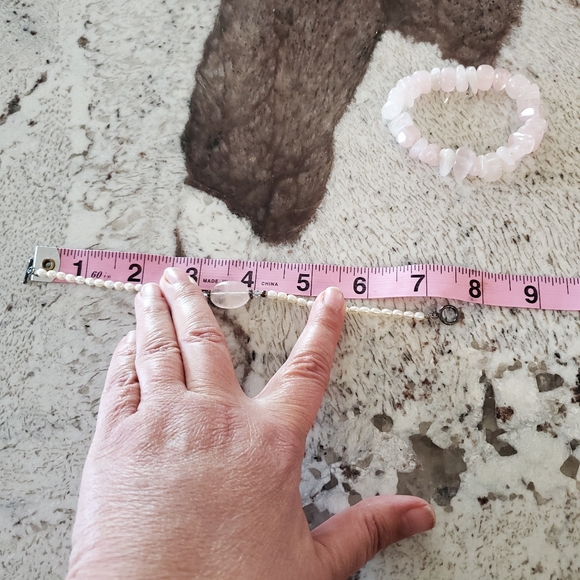 Rose Quartz and Pearl Bracelet Stack - Picture 4 of 8